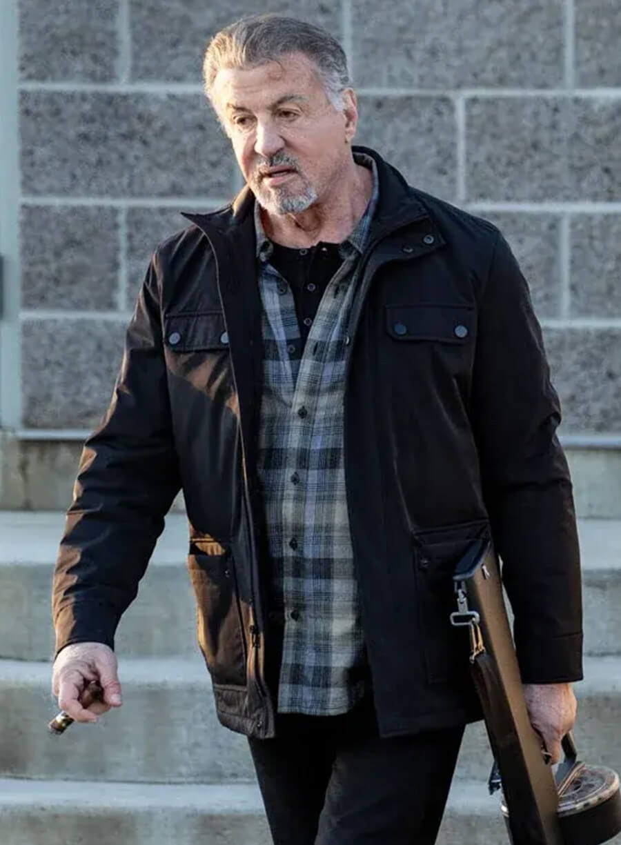 Harpoon Sylvester Stallone Inspired Black Cotton Jacket - Rambo: Last Blood Style