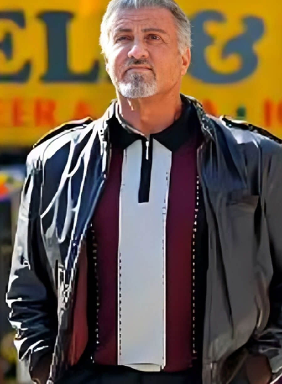 Harpoon Sylvester Stallone Inspired Black Real Leather Leather Jacket - Tulsa King Style