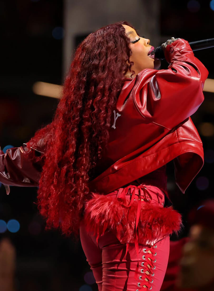 Harpoon SZA Super Bowl Inspired Red Leather Jacket - Super Bowl 2025 Style