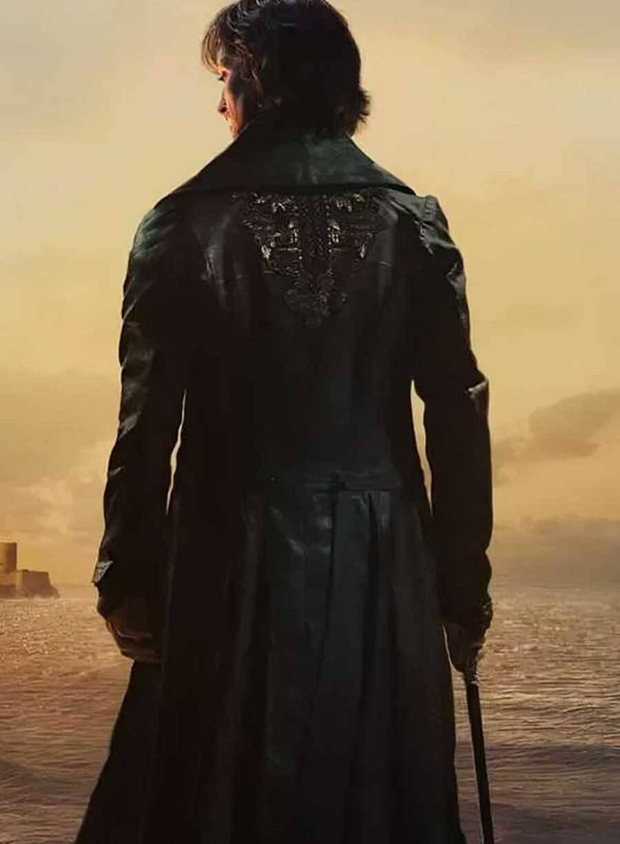 Harpoon Edmond Dantes Inspired Black Real Leather Coat - The Count of Monte-Cristo 2024 Style