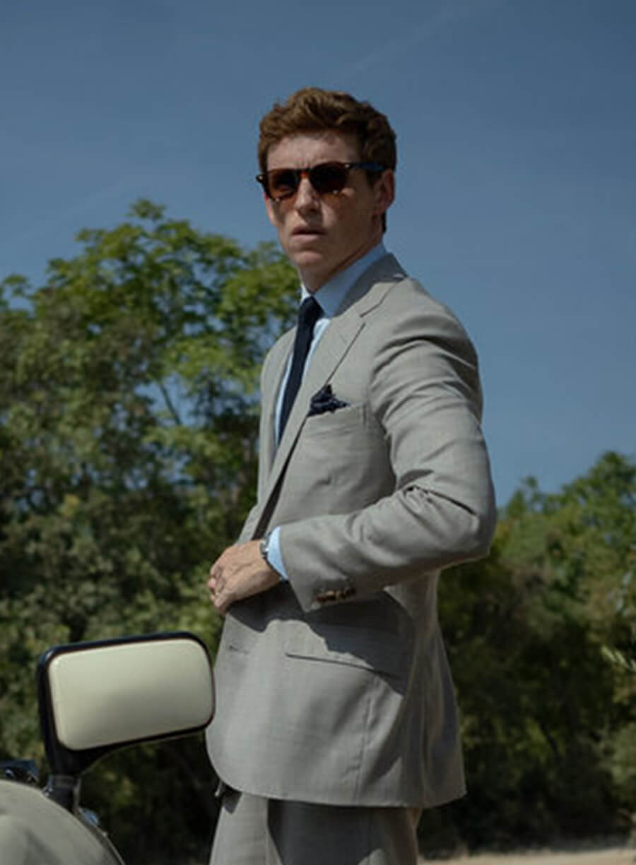 Harpoon Alexander Duggan Inspired Grey Suiting Fabric Leather Jacket - The Day of the Jackal Style