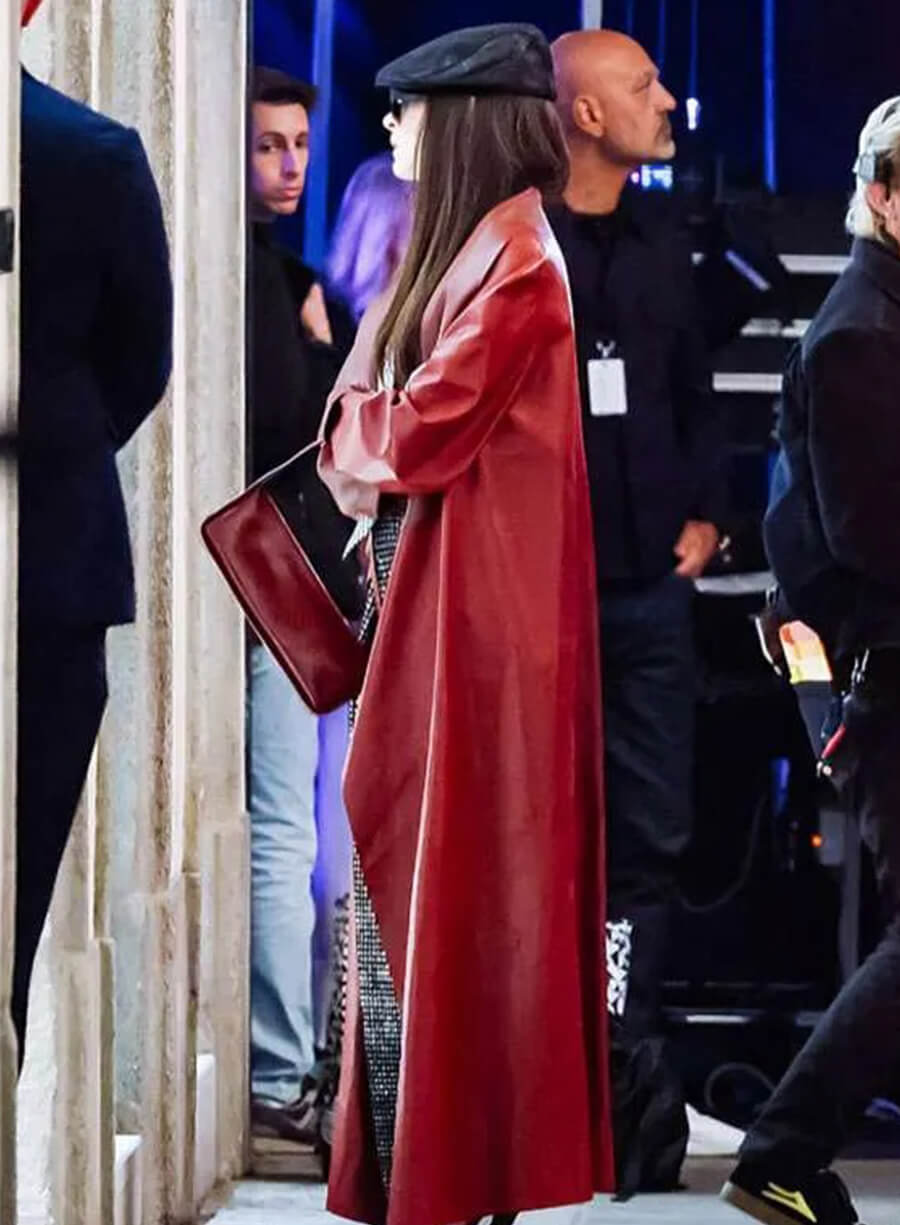Harpoon Andrea Sachs Inspired Red Real Leather Coat - The Devil Wears Prada 2 Style