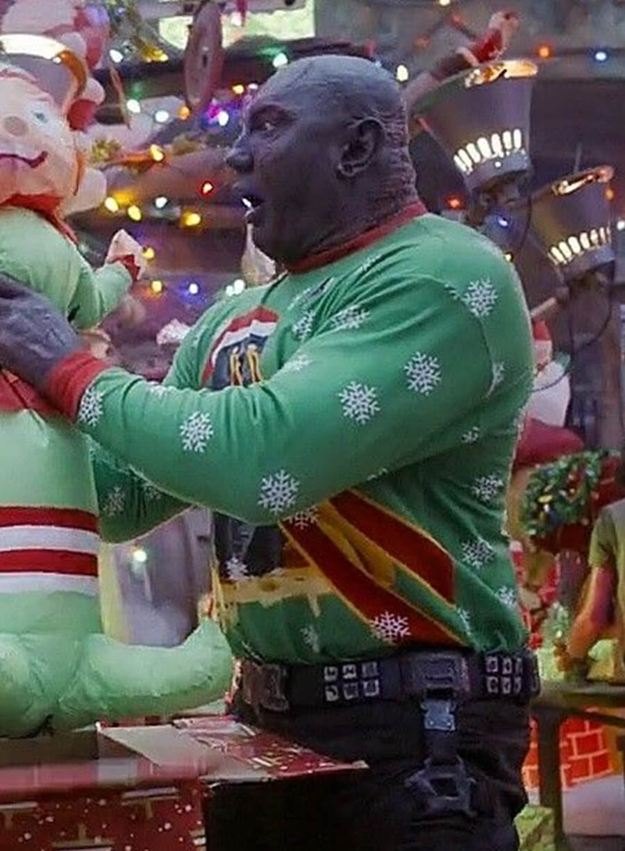 Harpoon Drax The Destroyer Inspired Green Fleece Leather Jacket - The Guardians Of The Galaxy Holiday Style