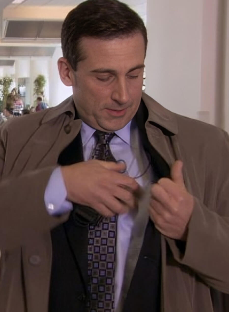 Harpoon Steve Carell Inspired Brown Cotton Fabric Coat - The Office Tv Series Style