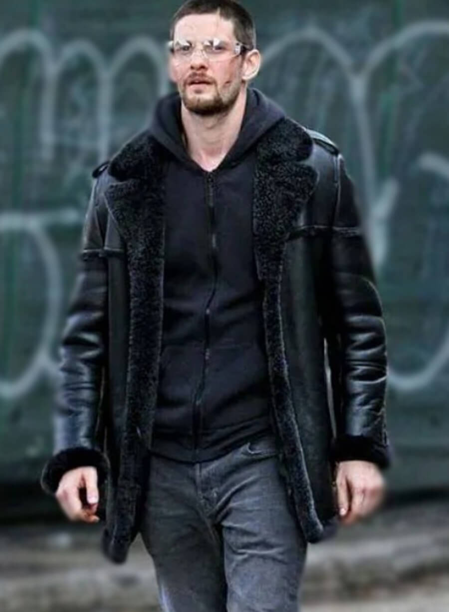 Harpoon Jigsaw Inspired Black Leather Jacket - The Punisher S02 Style