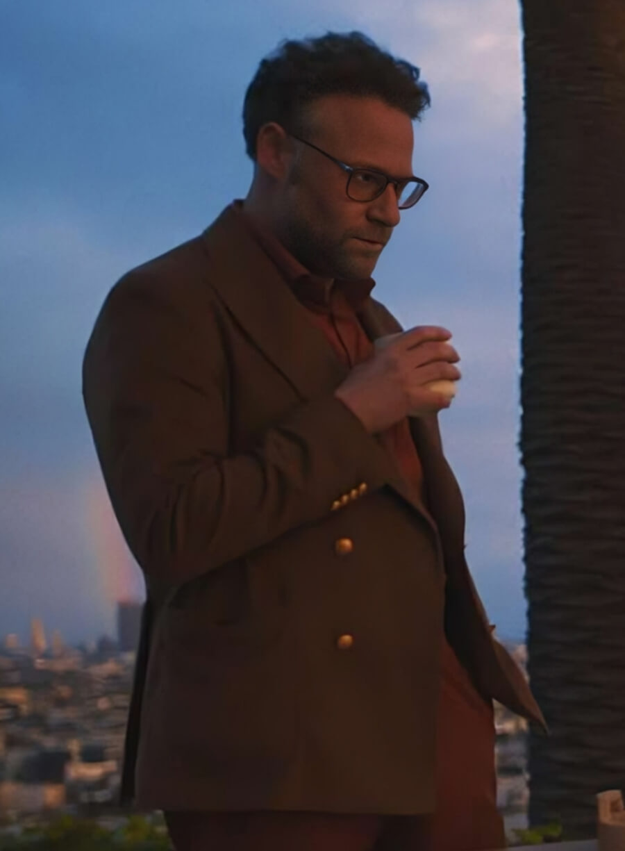 Harpoon Seth Rogen Inspired Brown Cotton Fabric Coat - The Studio Style