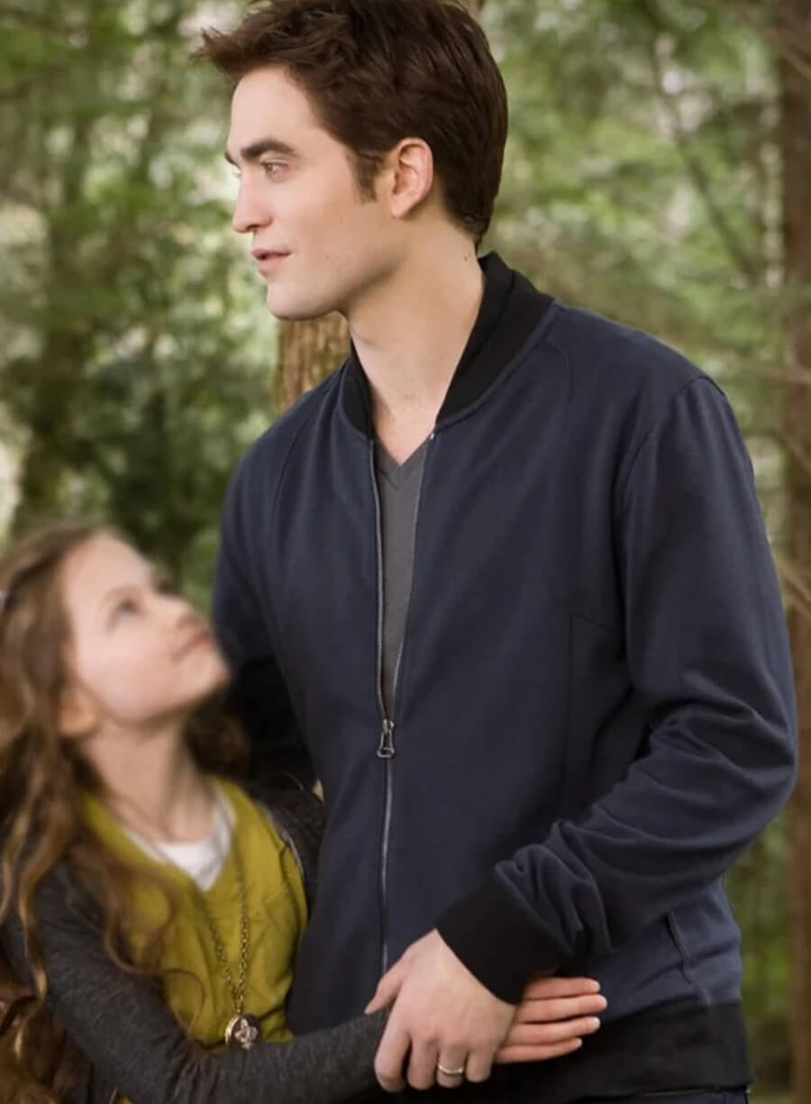 Harpoon Edward Cullen Inspired Blue Fleece Fabric Bomber Jacket - The Twilight Saga: Breaking Dawn 2 Style