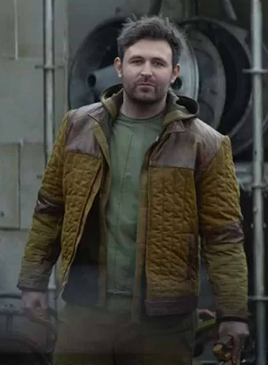 Harpoon James McArdle Inspired Brown Parachute Fabric Leather Jacket - Andor Tv Series Style