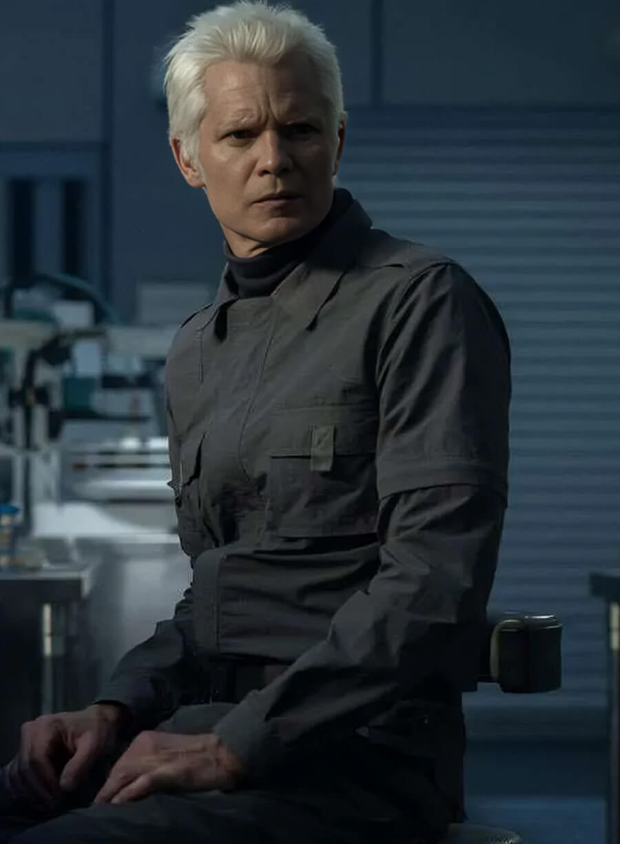 Harpoon Kirsh Inspired Grey Leather Jacket - Alien Earth 2025 Style