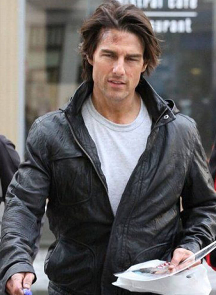 Harpoon Tom Cruise Inspired Black Leather Jacket - Ghost Protocol Mission Impossible Style