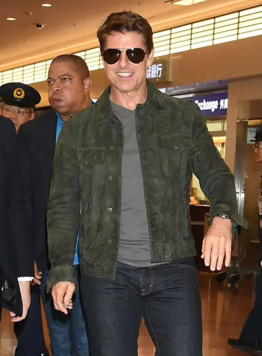 Harpoon Tom Cruise Inspired Green Suede Leather Leather Jacket