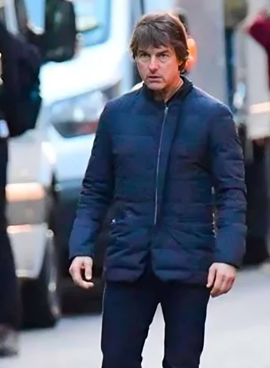 Harpoon Parachute Fabric Inspired Blue Leather Jacket - Mission Impossible The Final Reckoning Style