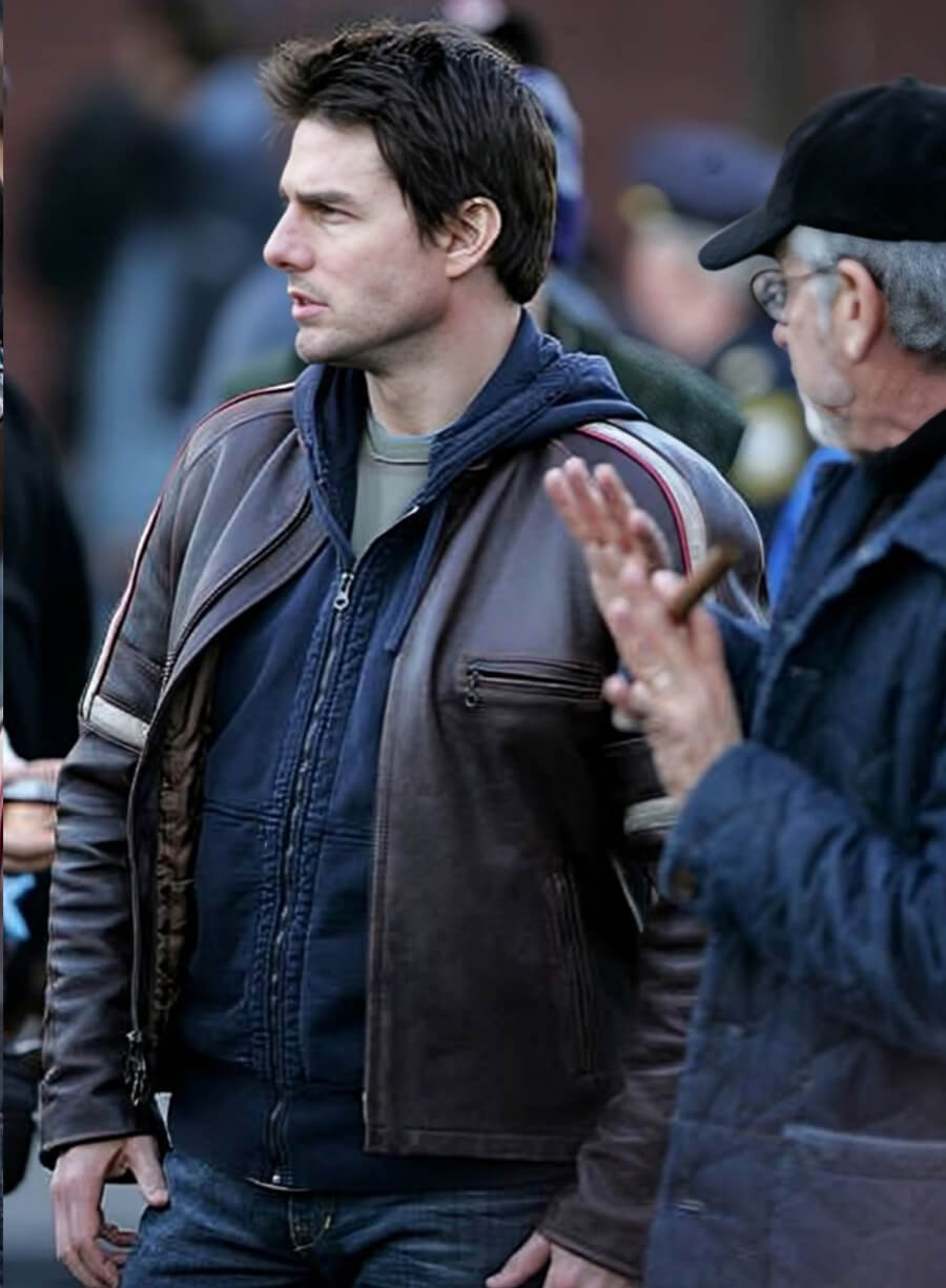 Harpoon Tom Cruise Inspired Brown Real Leather Leather Jacket - War of the Worlds Style
