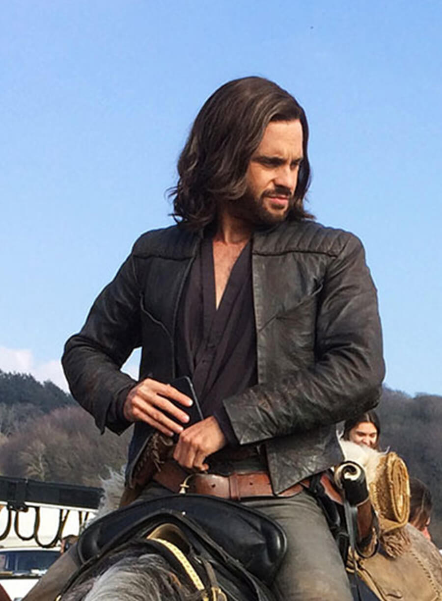 Harpoon Leonardo Da Vinci Inspired Black Leather Jacket - Da Vinci's Demons Style