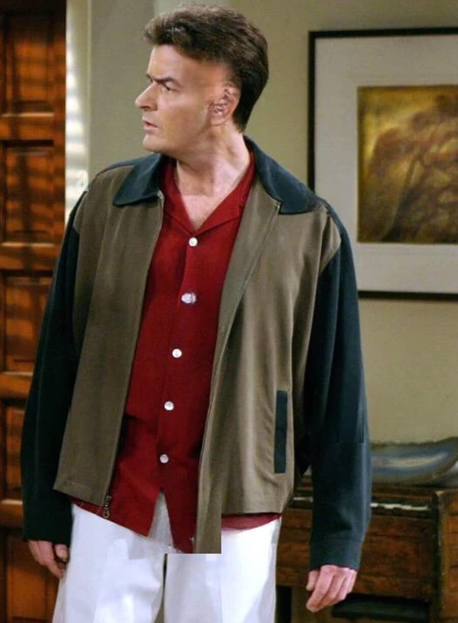 Harpoon Charlie Harper Inspired Black & Brown Leather Jacket - Two and a Half Men Style