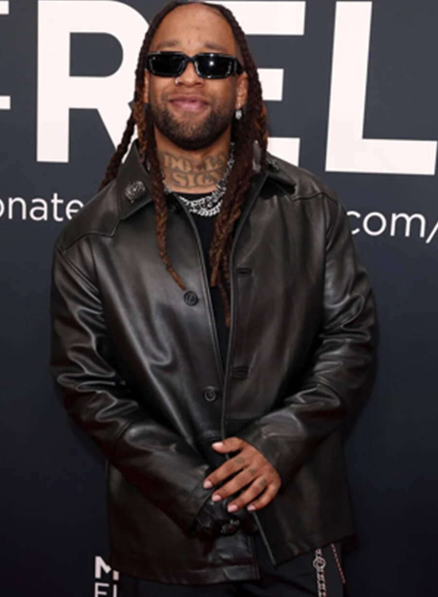 Harpoon Ty Dolla $ign Inspired Black Leather Jacket - Red Carpet 2025 Style