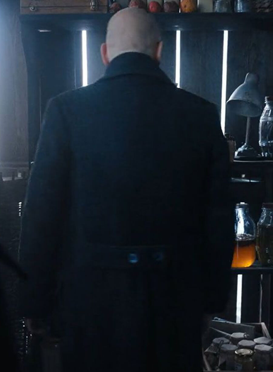 Harpoon Uncle Fester Inspired Black Wool Coat - Wednesday Style