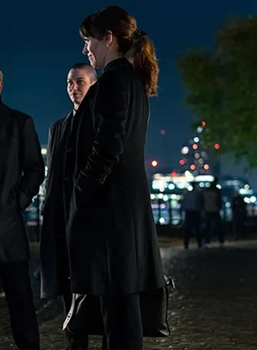 Harpoon Wendy Rhoades Inspired Black Wool Fabric Coat - Billions Tv Series Style