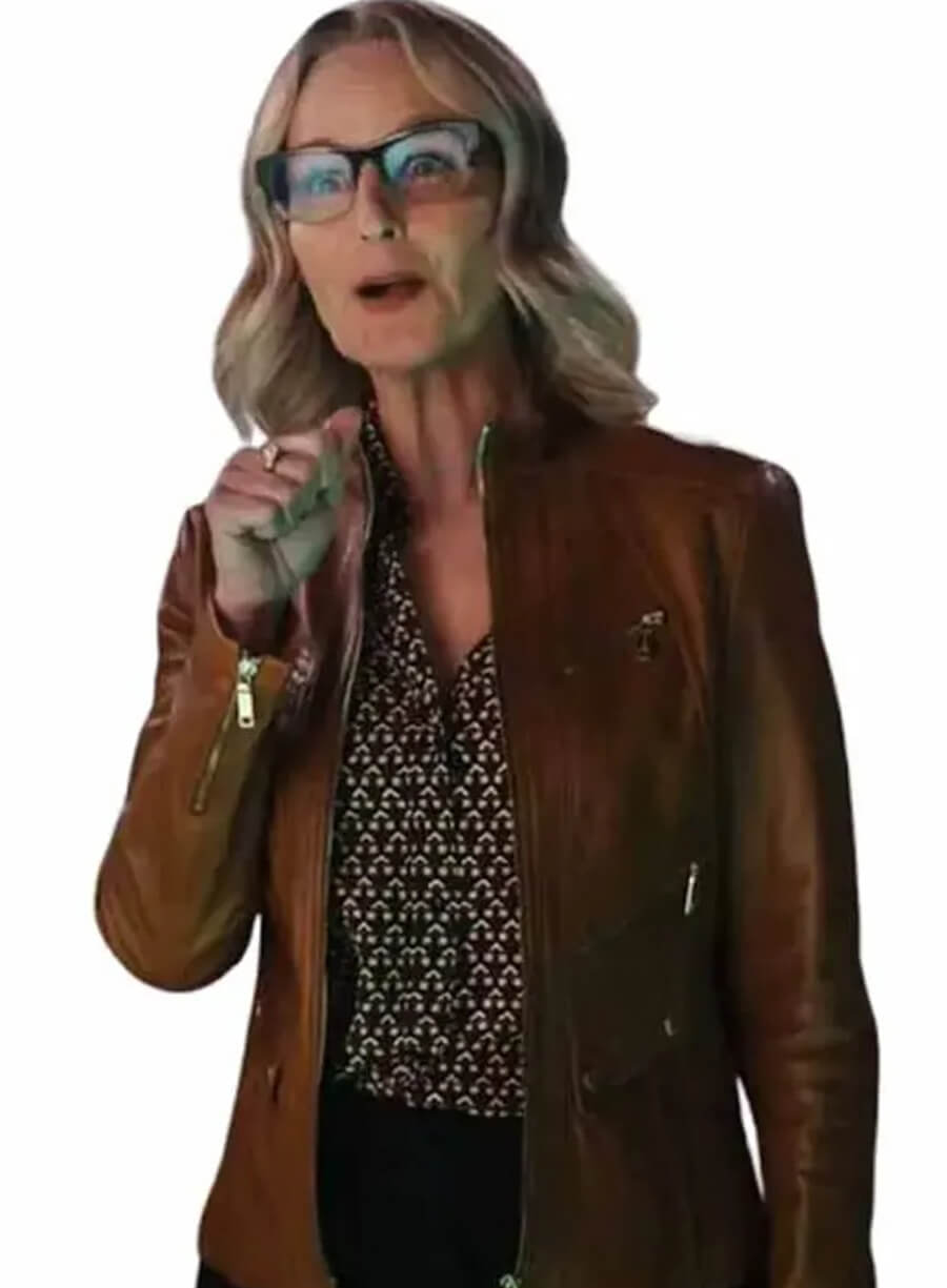 Harpoon Winnie Landell Inspired Brown Leather Jacket - Hacks Tv Series Style