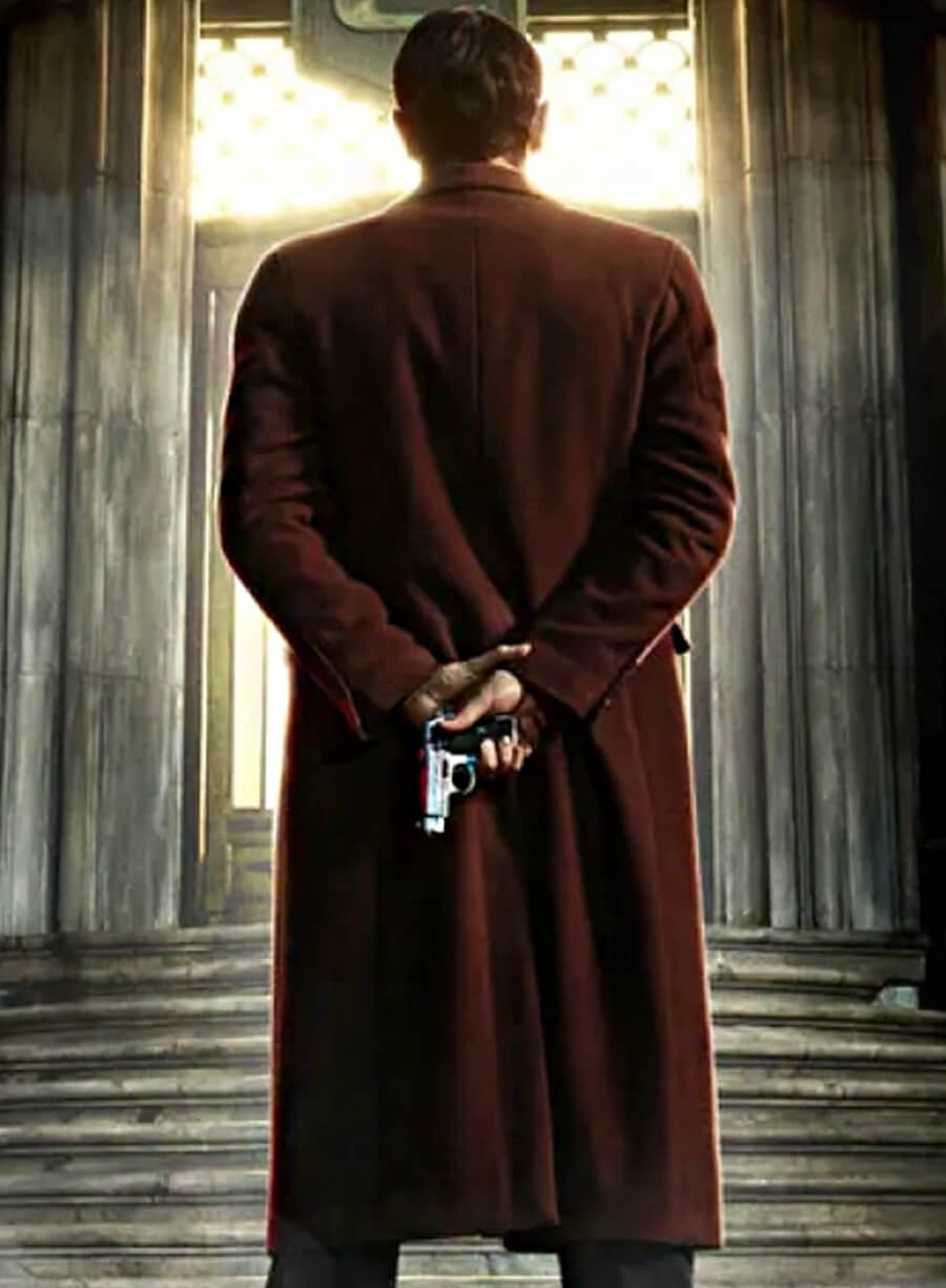 Harpoon Winston Scott Inspired Maroon Wool Fabric Coat - The Continental From the World of John Wick Style