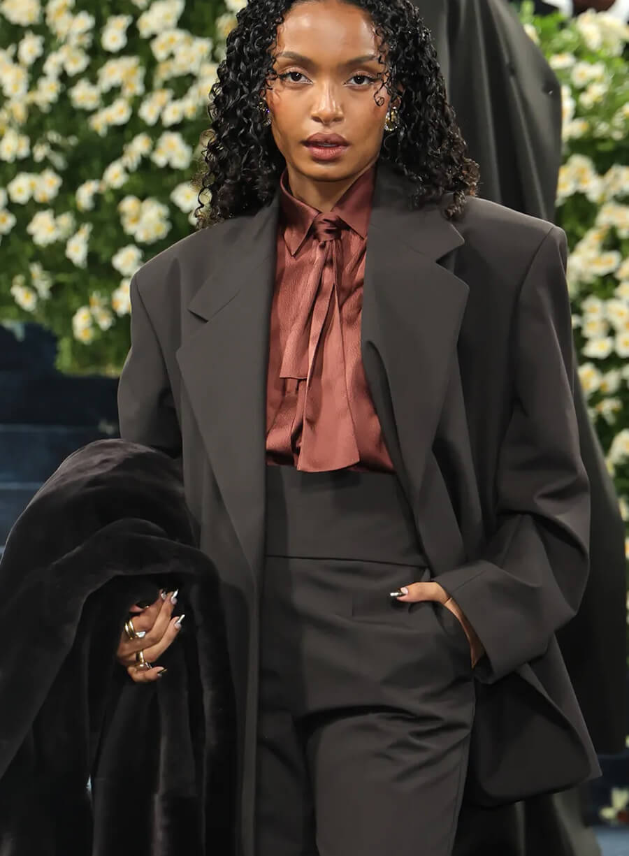 Harpoon Yara Shahidi Inspired Grey Wool Coat - Met Gala 2025 Style