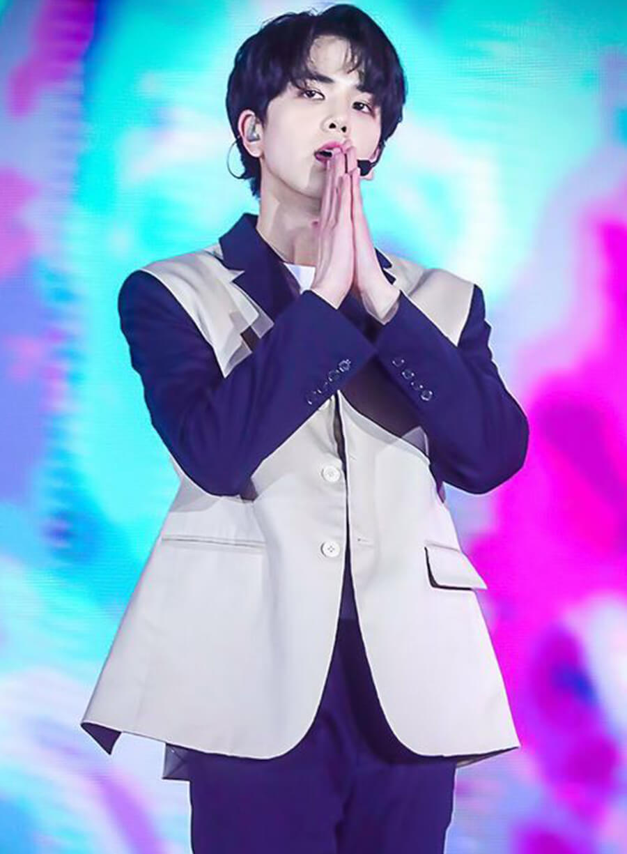 Harpoon Younghoon The Boyz Blazer Inspired Black & White Leather Jacket