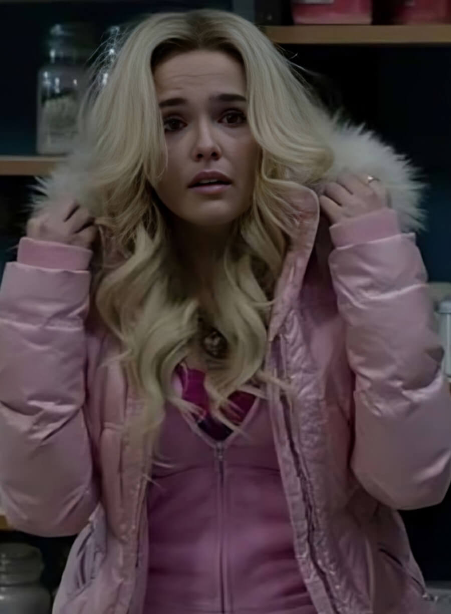 Harpoon Zoey Deutch Inspired Pink Fabric Hooded Jacket - Zombieland Style