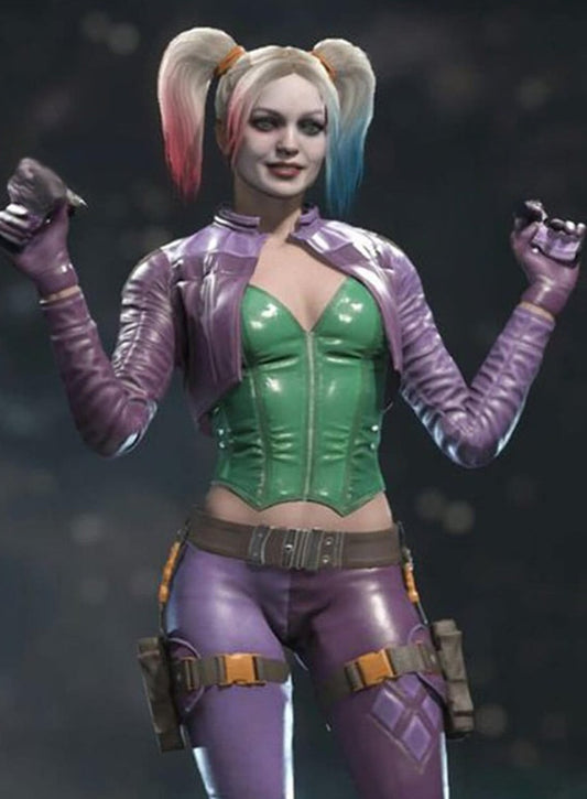 Harpoon Harley Quinn Inspired Purple PU Leather Leather Jacket - Injustice 2 Style