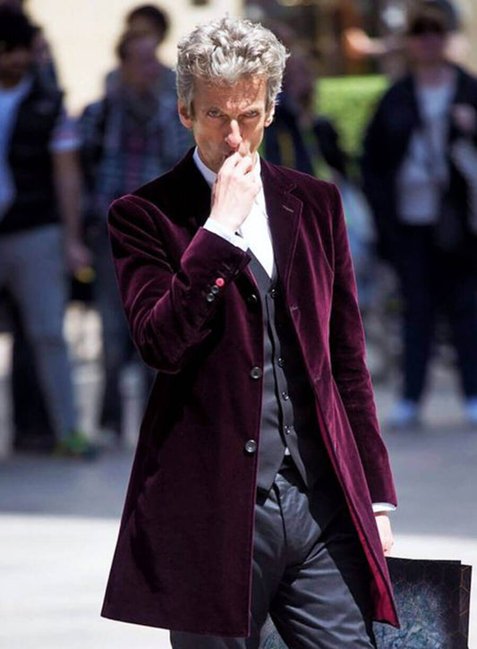 12th Doctor Doctor Who Velvet Maroon Coat