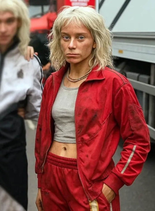 Harpoon Jimmy Ink Inspired Red Leather Jacket - 28 Years Later The Bone Temple Style