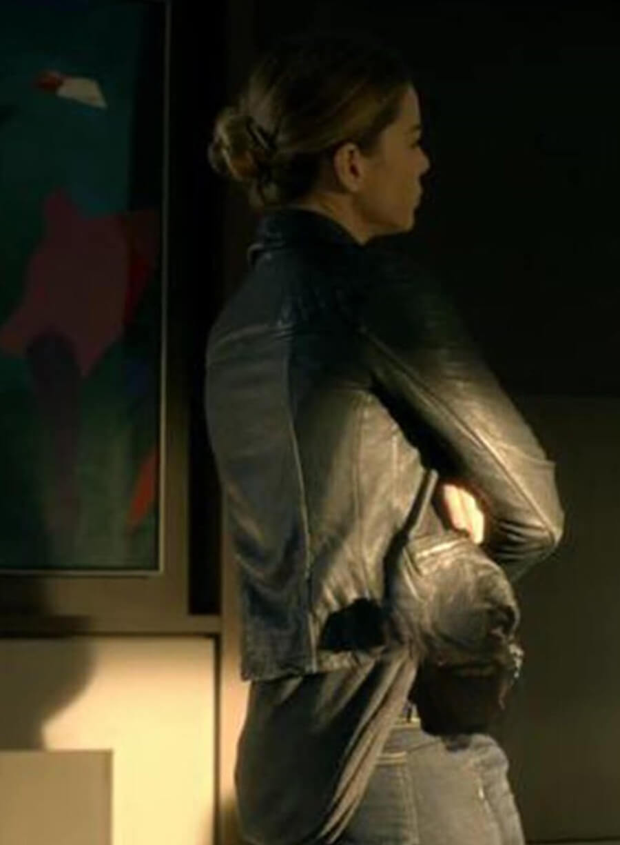 Harpoon Chloe Decker Inspired Black Biker Jacket - Lucifer S01 Style