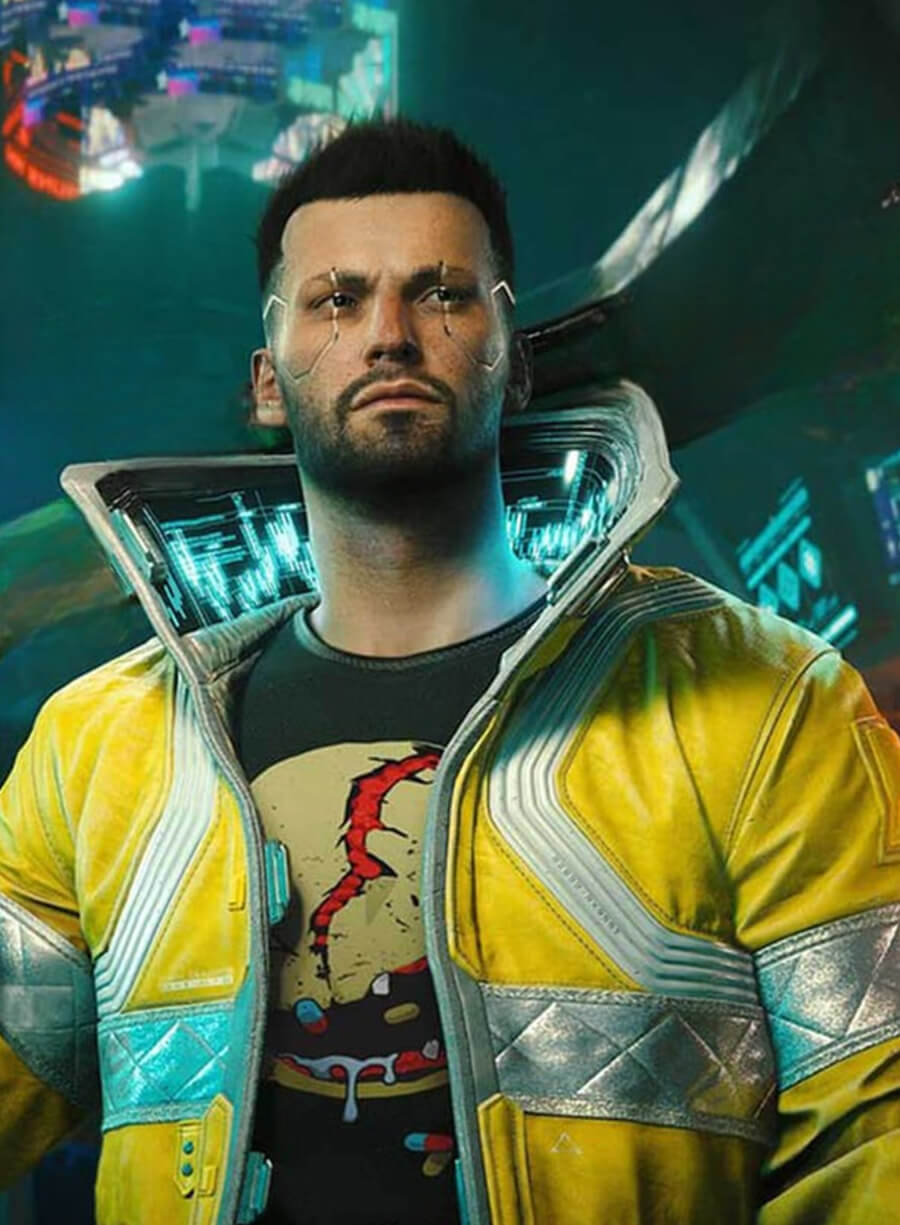 Harpoon David Martinez Cyberpunk Yellow Inspired Yellow Leather Jacket - Cyberpunk 2077 Style