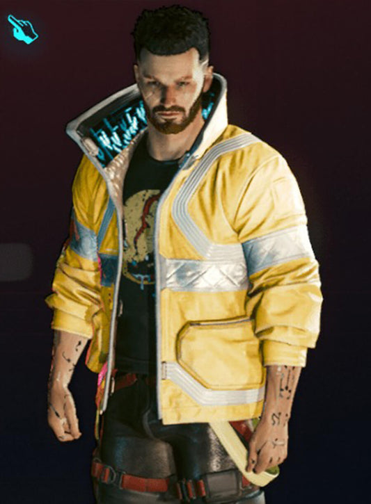 Harpoon David Martinez Cyberpunk Yellow Inspired Yellow Leather Jacket - Cyberpunk 2077 Style