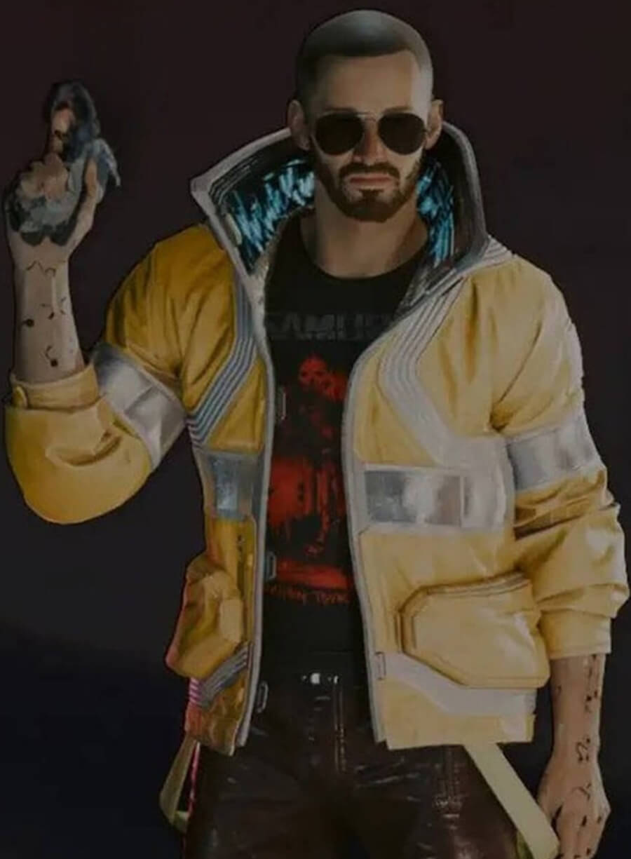 Harpoon David Martinez Cyberpunk Yellow Inspired Yellow Leather Jacket - Cyberpunk 2077 Style