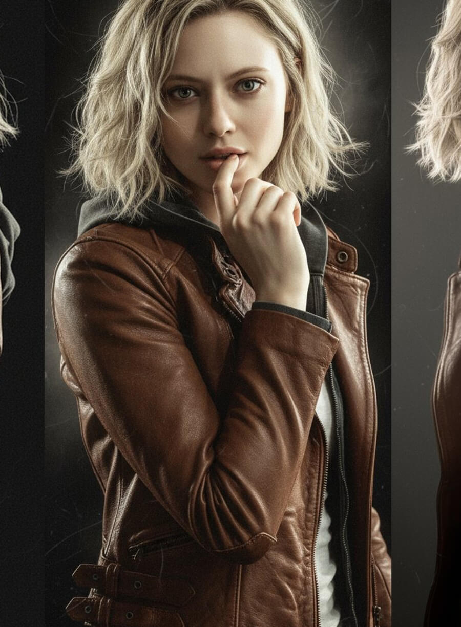 Harpoon Grace Ashcroft Inspired Brown Leather Jacket - Resident Evil Requiem Style