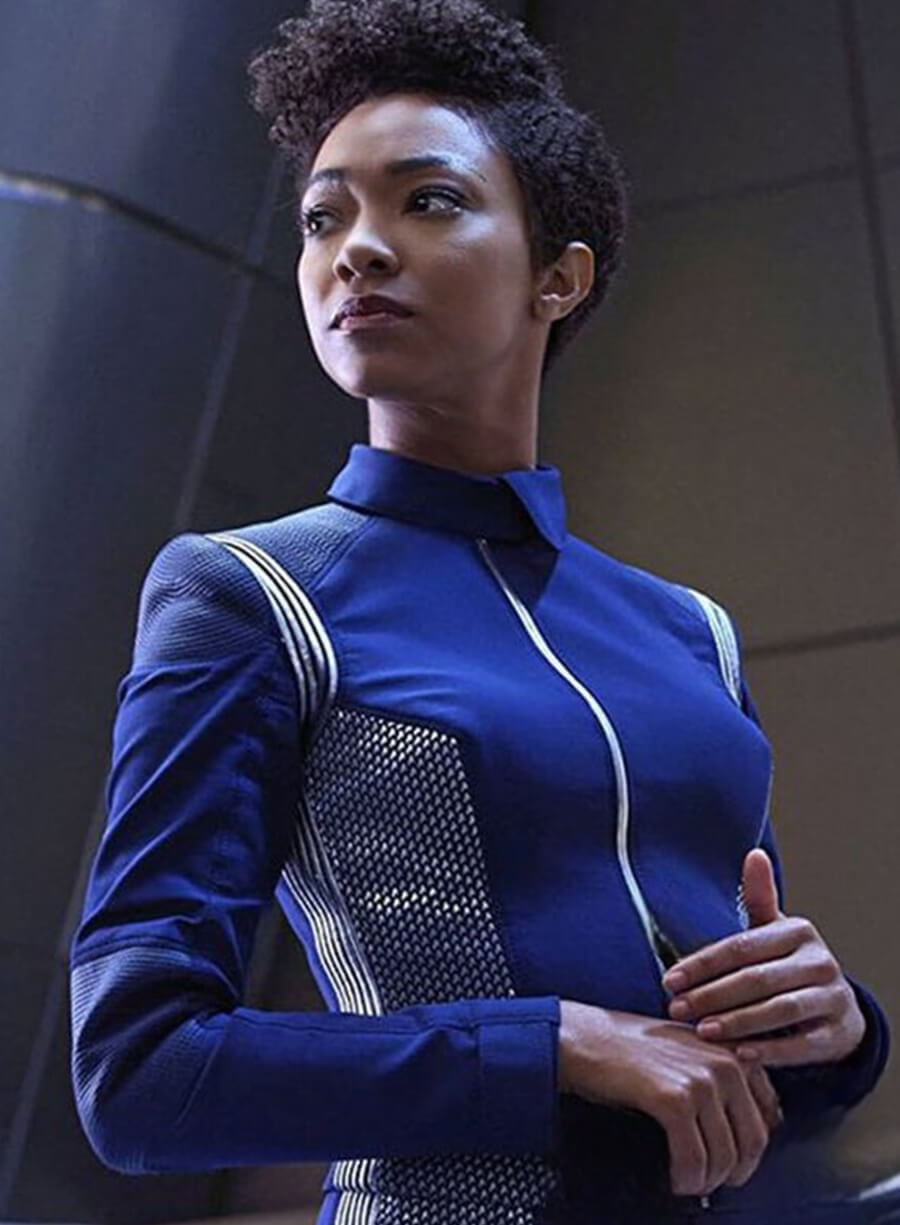 Harpoon Michael Burnham Inspired Blue Leather Jacket - Star Trek Discovery Style