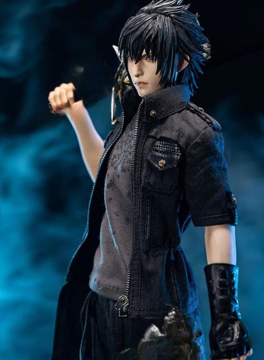 Harpoon Noctis Lucis Caelum Inspired Black Leather Jacket - Final Fantasy XV Style