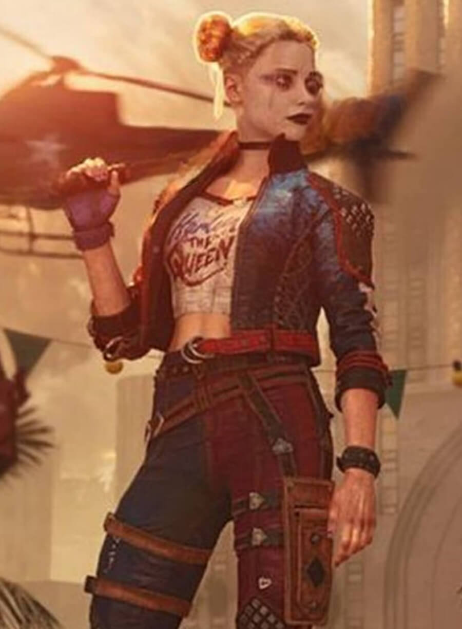 Harpoon Harley Quinn Inspired Red & Blue PU Leather Leather Jacket - Suicide Squad: Kill the Justice League Style