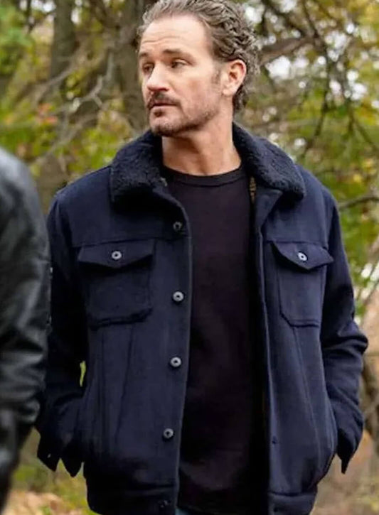Harpoon Terry Bruno Inspired Blue Leather Jacket - Law and Order SVU S26 Style
