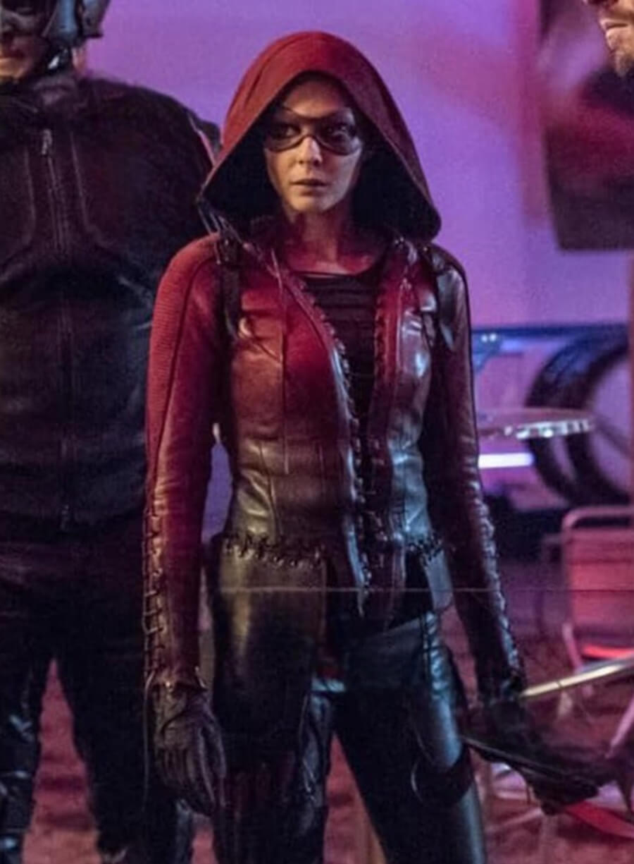 Harpoon Thea Queen Inspired Red & Black Hooded Jacket - Arrow TV Series Style