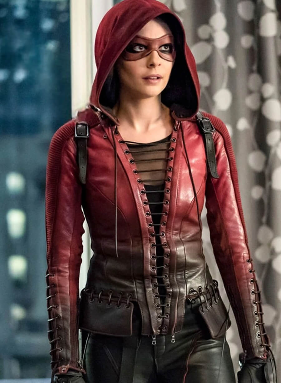 Harpoon Thea Queen Inspired Red & Black Hooded Jacket - Arrow TV Series Style