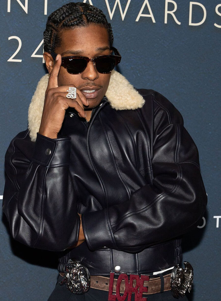 Harpoon A$AP Rocky Inspired Black Real Leather Leather Jacket - Footwear News Awards Style