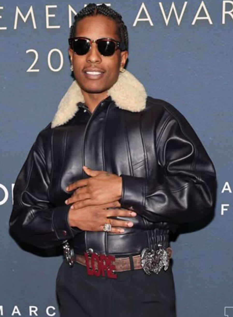 Harpoon A$AP Rocky Inspired Black Real Leather Leather Jacket - Footwear News Awards Style