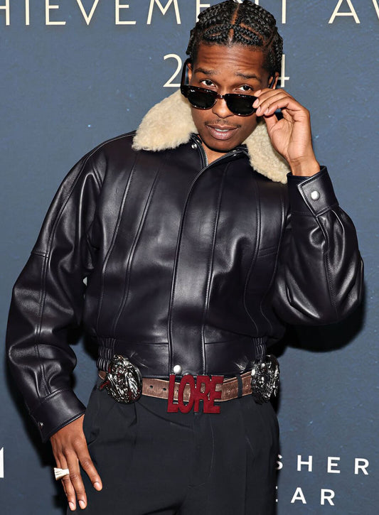 Harpoon A$AP Rocky Inspired Black Real Leather Leather Jacket - Footwear News Awards Style