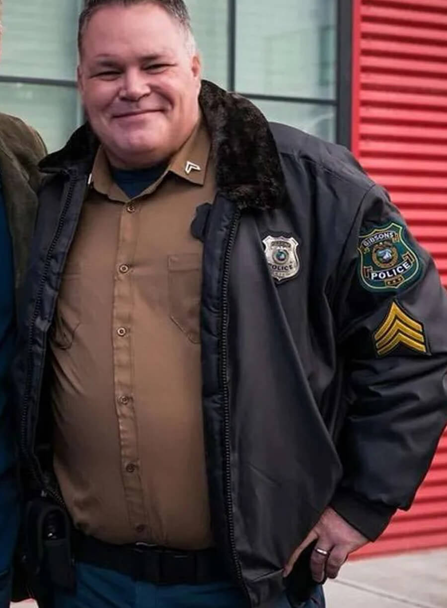 Harpoon Sergeant Sid Sokolowski Inspired Black Leather Jacket - Murder in a Small Town Style