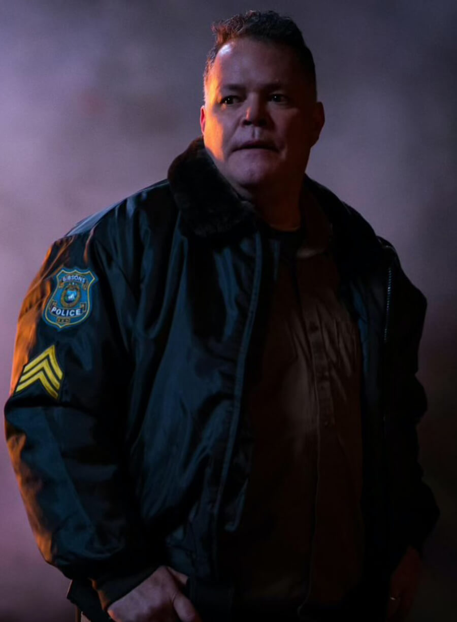 Harpoon Sergeant Sid Sokolowski Inspired Black Leather Jacket - Murder in a Small Town Style
