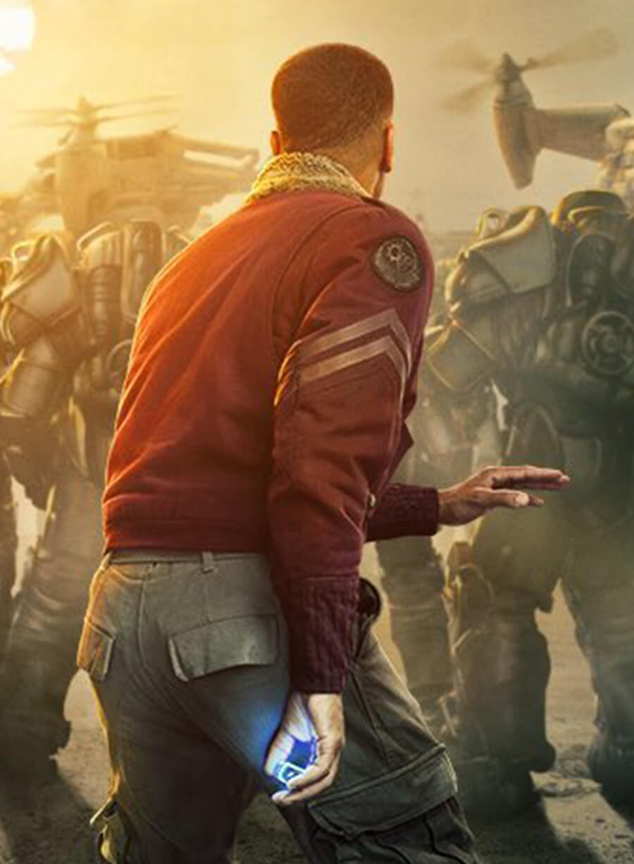 Harpoon Maximus Inspired Red Leather Jacket - Fallout S02 Style