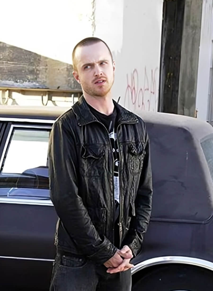 Harpoon Jesse Pinkman Inspired Black Fabric Leather Jacket - Breaking Bad Style