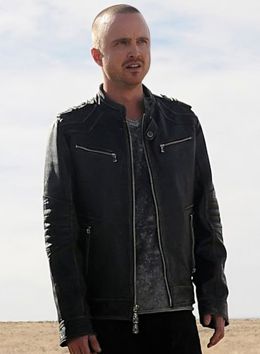 Harpoon Jesse Pinkman Inspired Black Real Leather Leather Jacket - Breaking Bad Style