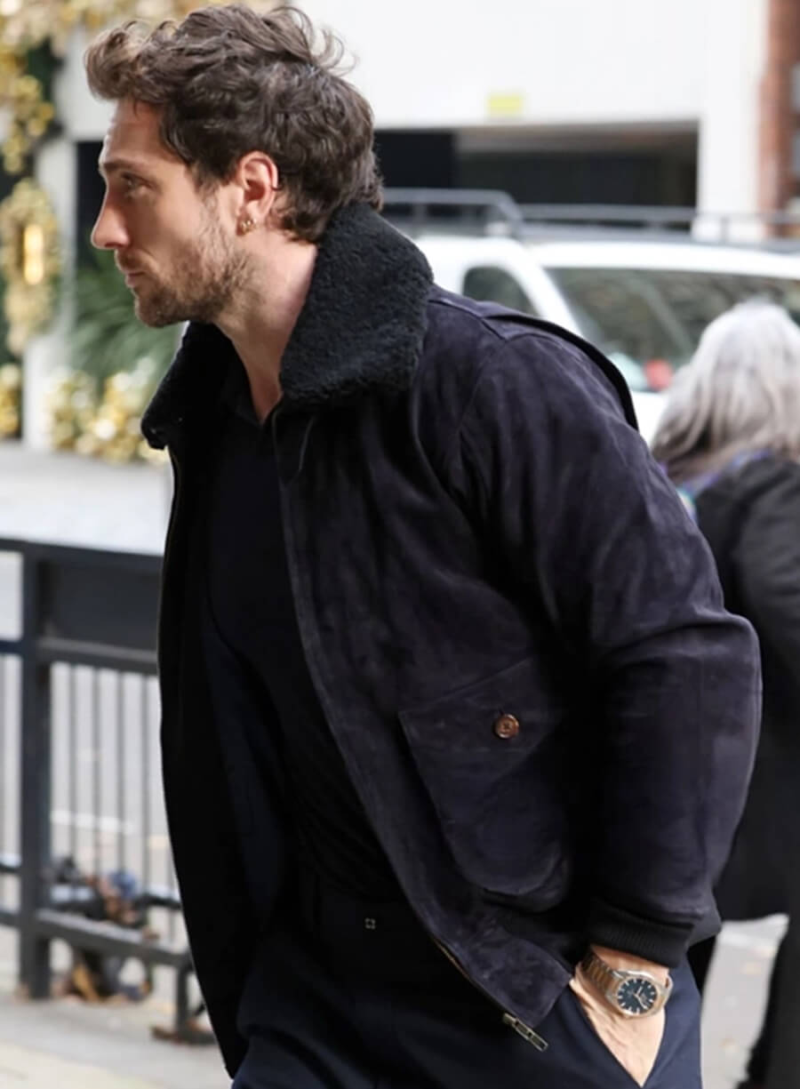 Harpoon Aaron Taylor Johnson Suede Inspired Black Leather Jacket